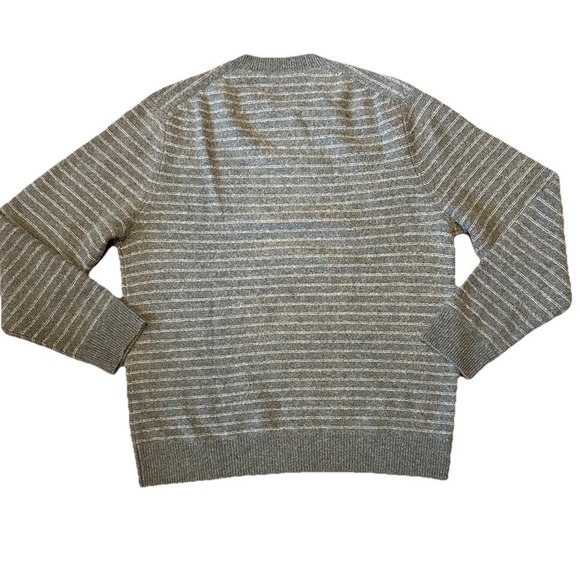 Vince Cashmere Sweater Pullover Gray Striped Mens Sz Large MRSP $425 - Picture 5 of 9